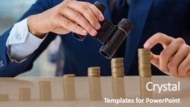  Presentation with office - Colorful presentation enhanced with businessman with stacks of coins backdrop and a  colored foreground