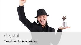  Presentation with star award - Beautiful presentation design featuring businessman with star award isolated on white backdrop and a white colored foreground