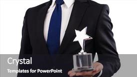  Presentation with star award - Presentation design featuring businessman with star award isolated background and a wine colored foreground