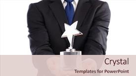  Presentation with star award - Beautiful PPT theme featuring businessman with star award isolated backdrop and a lemonade colored foreground