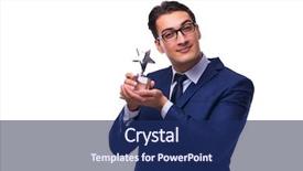  Presentation with star award - Slide set having businessman with star award isolated background and a navy blue colored foreground