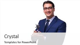  Presentation with star award - Presentation theme featuring businessman with star award isolated background and a white colored foreground