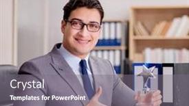  Presentation with star award - Slide deck having businessman-with-star-award background and a gray colored foreground