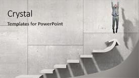  Presentation with suitcase - Presentation design consisting of businessman with suitcase jumping up background and a light gray colored foreground