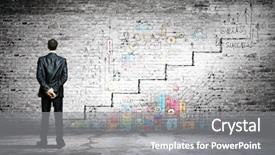  Presentation with modern medicine cardiology concept mixed - Slide deck having businessman with suitcase promotion concept background and a  colored foreground