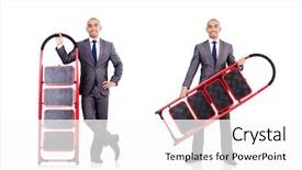  Presentation with businessman climbing the career ladder - Slide deck with businessman with the ladder isolated background and a white colored foreground