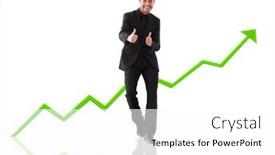  Presentation with growing - Cool new presentation theme with businessman with the thumb up with a growing curve backdrop and a white colored foreground