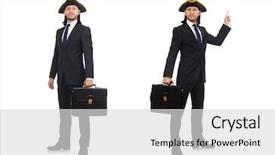  Presentation with brown sugar isolated on white - Beautiful PPT layouts featuring businessman with tricorn and briefcase backdrop and a light gray colored foreground