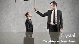  Presentation with rain - Presentation theme with businessman with umbrella protects background and a gray colored foreground