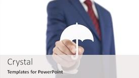  Presentation with shape - Presentation design with businessman-with-umbrella-shape-isolated background and a white colored foreground