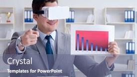  Presentation with virtual reality - Audience pleasing theme consisting of businessman-with-virtual-reality-glasses backdrop and a ocean colored foreground