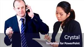  Presentation with secretary - Presentation with businessman with women secretary taking down notes background and a navy blue colored foreground