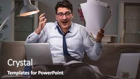  Presentation with late - Presentation theme having businessman workaholic working late background and a dark gray colored foreground