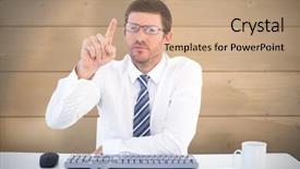  Presentation with bleached - PPT theme with businessman working at his desk against bleached wooden planks background background and a coral colored foreground