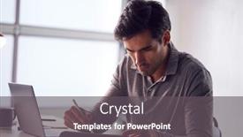  Presentation with digital pen - Slide set featuring businessman-working-from-home-drawing background and a dark gray colored foreground