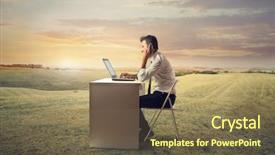  Presentation with field - Slide deck featuring businessman working in a field background and a tawny brown colored foreground