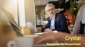  Presentation with restaurant booking - Audience pleasing PPT theme consisting of businessman working in airport restaurant backdrop and a tawny brown colored foreground