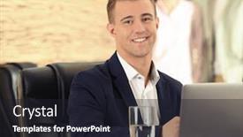  Presentation with conference - Presentation design with businessman-working-in-conference-room background and a wine colored foreground