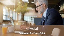  Presentation with cafeteria - Slide deck enhanced with businessman-working-in-modern-office background and a coral colored foreground