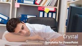  Presentation with piles - Slides having businessman-working-in-the-office background and a coral colored foreground