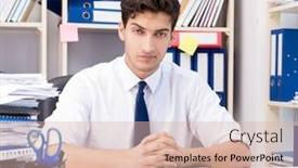  Presentation with piles - Theme featuring businessman-working-in-the-office background and a lemonade colored foreground