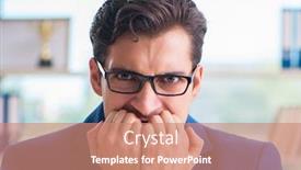  Presentation with working - Slide deck with businessman-working-in-the-office background and a coral colored foreground