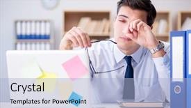  Presentation with office moves - Beautiful presentation theme featuring businessman working in the office backdrop and a light blue colored foreground