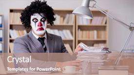  Presentation with clown - Beautiful presentation featuring businessman working in the office backdrop and a coral colored foreground