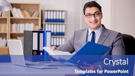  Presentation with office - Beautiful slides featuring businessman-working-in-the-office backdrop and a ocean colored foreground