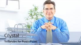  Presentation with working - Amazing theme having businessman working in the office backdrop and a light blue colored foreground