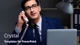  Presentation with bonus - Audience pleasing presentation theme consisting of businessman working late at night in office for overtime bonus backdrop and a navy blue colored foreground