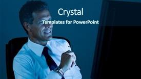  Presentation with late - Slides consisting of businessman working late at night background and a ocean colored foreground