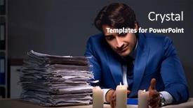  Presentation with late - Cool new theme with businessman-working-late-in-office backdrop and a dark gray colored foreground