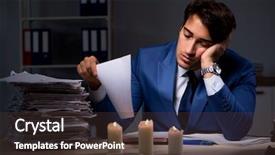  Presentation with audit - Presentation theme with businessman working late in office background and a tawny brown colored foreground