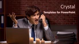  Presentation with late - PPT theme featuring businessman-working-late-in-office background and a wine colored foreground