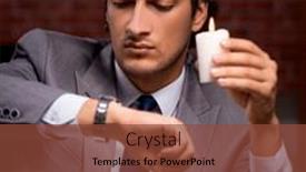  Presentation with life memorial candle light - PPT theme having businessman-working-late-in-office background and a tawny brown colored foreground