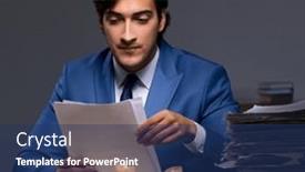  Presentation with life memorial candle light - Theme featuring businessman-working-late-in-office background and a ocean colored foreground