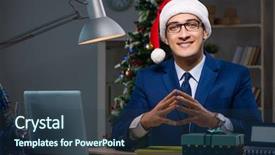  Presentation with late - PPT theme having businessman working late on christmas background and a  colored foreground