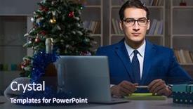  Presentation with late - Theme enhanced with businessman working late on christmas background and a  colored foreground