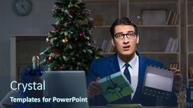  Presentation with late - Cool new theme with businessman-working-late-on-christmas backdrop and a ocean colored foreground