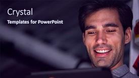  Presentation with using digital tablet - Amazing PPT layouts having businessman-working-late-using-digital backdrop and a wine colored foreground