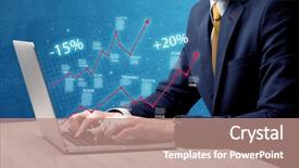  Presentation with statistics - PPT theme consisting of businessman working on graph statistics background and a coral colored foreground