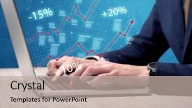  Presentation with statistics - Presentation theme with businessman working on graph statistics background and a  colored foreground