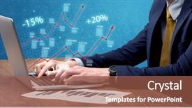  Presentation with exchange rates statistic graph - Audience pleasing PPT layouts consisting of businessman working on graph statistics backdrop and a  colored foreground