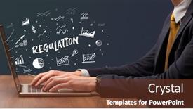  Presentation with laptop - Slide set featuring businessman-working-on-laptop-business background and a tawny brown colored foreground