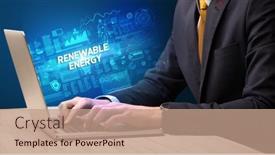  Presentation with laptop - Presentation featuring businessman-working-on-laptop-concept background and a coral colored foreground