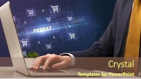  Presentation with laptop - Slides enhanced with businessman-working-on-laptop-concept background and a violet colored foreground