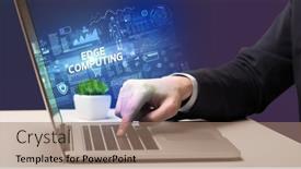  Presentation with laptop - Slide set featuring businessman-working-on-laptop-concept background and a coral colored foreground