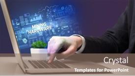  Presentation with laptop - PPT layouts consisting of businessman-working-on-laptop-concept background and a violet colored foreground