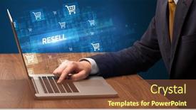  Presentation with laptop - Slides enhanced with businessman-working-on-laptop-concept background and a tawny brown colored foreground